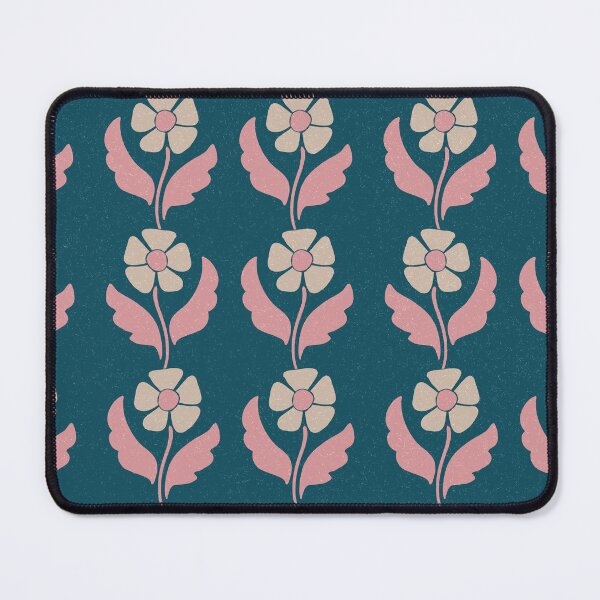 Item preview, Large Retro Scandinavian Folk Floral Teal Blue Botanical Pattern designed and sold by DColourMuse.