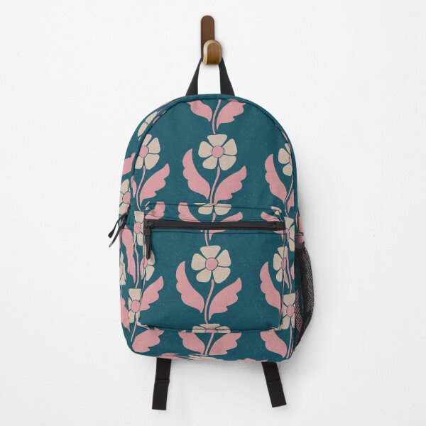 Item preview, Large Retro Scandinavian Folk Floral Teal Blue Botanical Pattern designed and sold by DColourMuse.