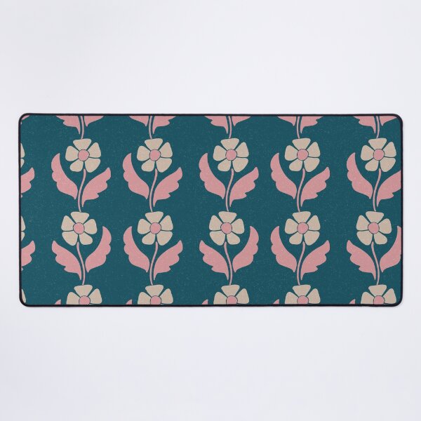Item preview, Large Retro Scandinavian Folk Floral Teal Blue Botanical Pattern designed and sold by DColourMuse.