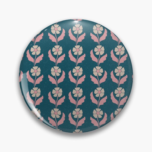 Item preview, Medium Retro Scandinavian Folk Floral Teal Blue Botanical Pattern designed and sold by DColourMuse.