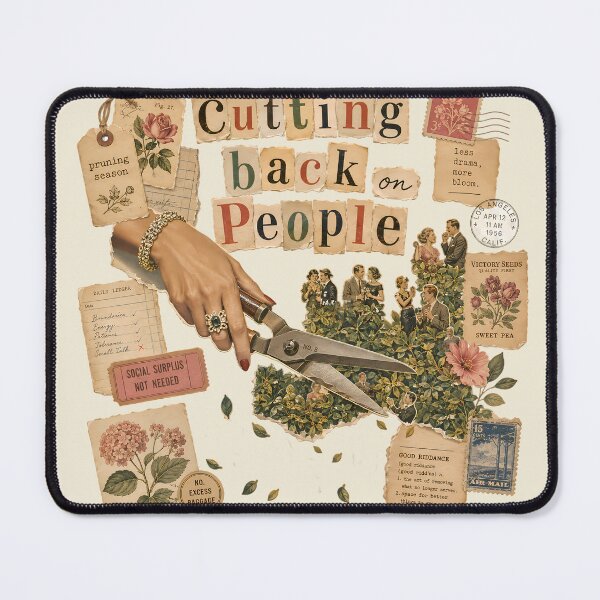 Item preview, Cutting Back On People Vintage Collage Introvert Boundaries Funny designed and sold by VIVID COLORS CLUB.