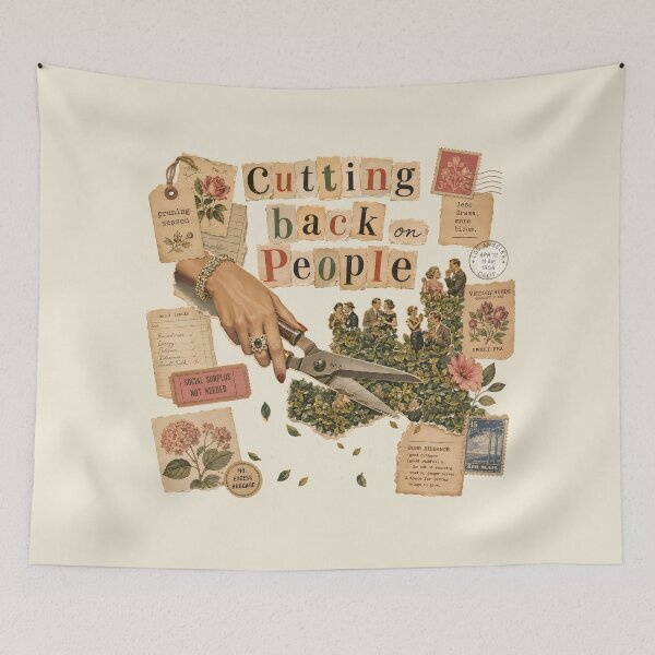 Item preview, Cutting Back On People Vintage Collage Introvert Boundaries Funny designed and sold by VIVID COLORS CLUB.