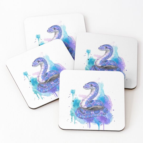 Item preview, Colourful Snake Spirit Animal – Purple, Blue & Turquoise Watercolour Art designed and sold by calamarisky.