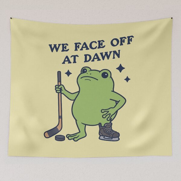 Item preview, Frog Hockey Player We Face Off At Dawn designed and sold by d247.