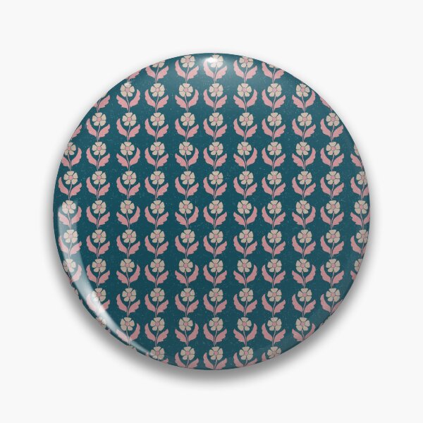 Item preview, Small Retro Scandinavian Folk Floral Teal Blue Botanical Pattern designed and sold by DColourMuse.
