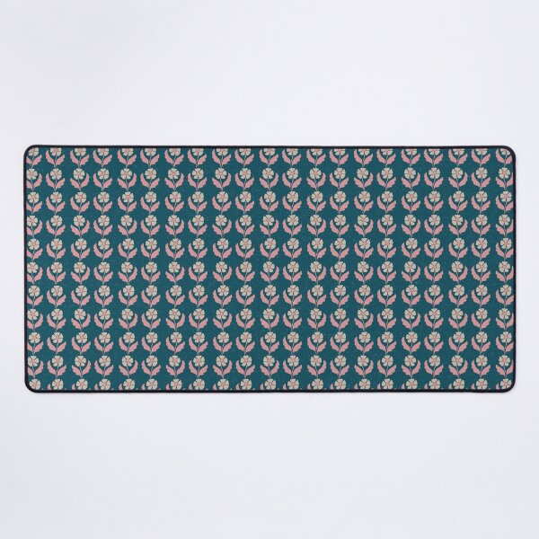 Item preview, Small Retro Scandinavian Folk Floral Teal Blue Botanical Pattern designed and sold by DColourMuse.