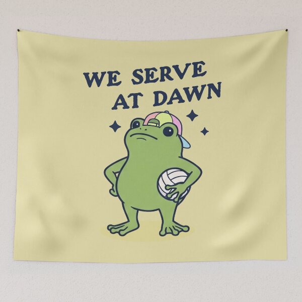 Item preview, Cartoon Frog Volleyball Player We Serve At Dawn designed and sold by d247.