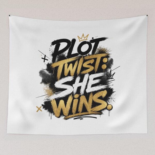 Item preview, Plot Twist: She Wins. Bold Feminist Typography Quote. Girl Power Streetwear Motivation. designed and sold by Aarvya Fashion Club ( A.F.C ).