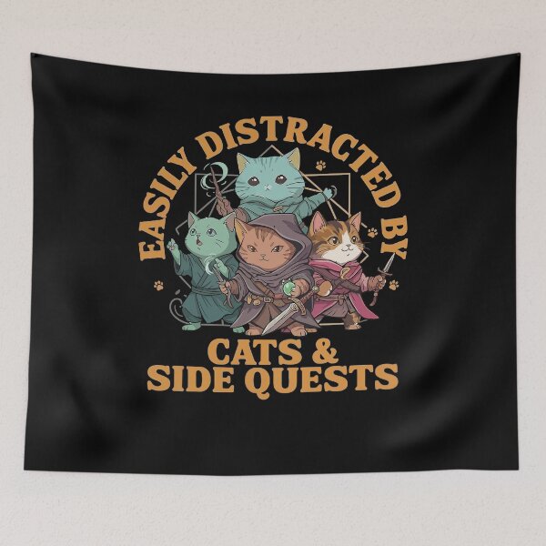 Item preview, Cats Side Quest Distracted Tabletop Funny Men Women Kids Dad T-Shirt designed and sold by stmpdwrld.