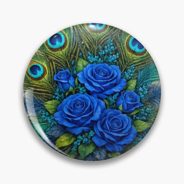 Item preview, Blue Roses and Peacock Feathers Design designed and sold by behappyandrelax.