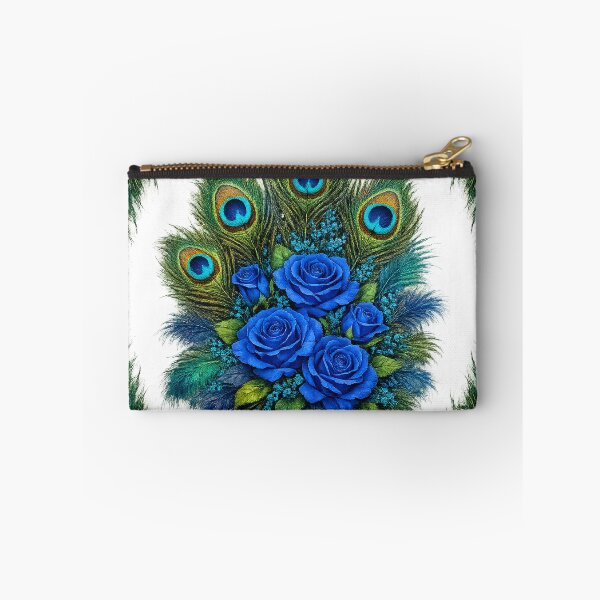 Item preview, Blue Roses and Peacock Feathers Design designed and sold by behappyandrelax.