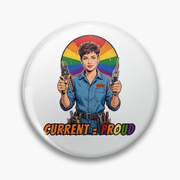 Item preview, Current = Proud LGBTQ Female Electrician - Retro Comic Pride Gift designed and sold by Neurospicy Trolls.