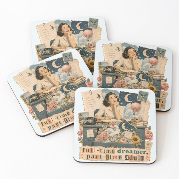 Item preview, Full Time Dreamer Part Time Adult Vintage Collage Retro Office Funny designed and sold by VIVID COLORS CLUB.