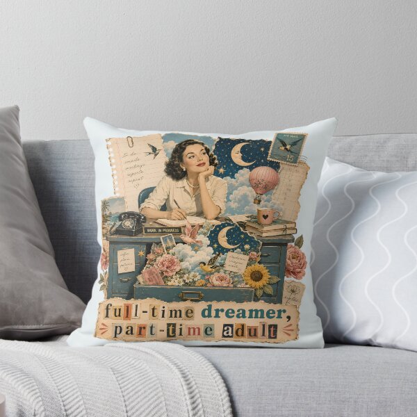 Item preview, Full Time Dreamer Part Time Adult Vintage Collage Retro Office Funny designed and sold by VIVID COLORS CLUB.