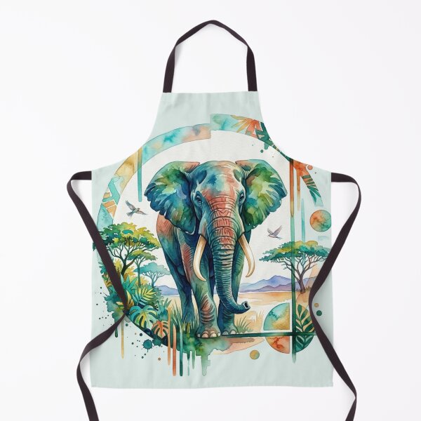 Item preview, Tropical Watercolor Elephant Geometric Savanna Graphic Art designed and sold by BLUESKY11a.