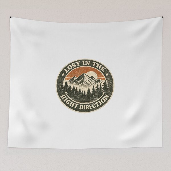 Item preview, Lost In The Right Direction Vintage Nature Mountain Badge designed and sold by Orivana.