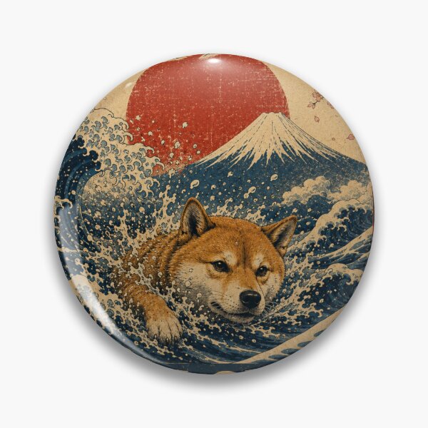 Item preview, Swim Shiba Ride The Current Japanese Vintage Ukiyo-e Shiba Inu T-Shirt Art designed and sold by Locker39.