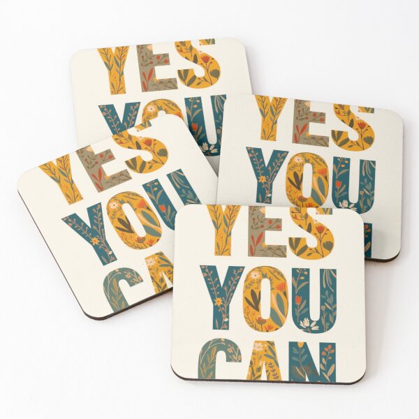 Item preview, Yes You Can Floral Motivational Quote designed and sold by NNCollection.