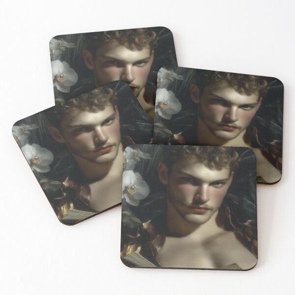Item preview, Contemplative Male Portrait with White Orchids designed and sold by AquariusCr8iv.
