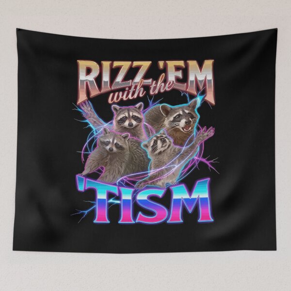 Item preview, Autism Funny Rizz Em with The Tism Meme Autistic Racoon T-Shirt designed and sold by stmpdwrld.