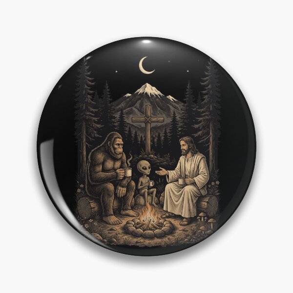 Item preview, Bigfoot Alien Jesus Campfire Chat designed and sold by Roy & Tiffany.