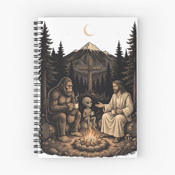 Item preview, Bigfoot Alien Jesus Campfire Chat designed and sold by Roy & Tiffany.
