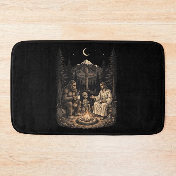 Item preview, Bigfoot Alien Jesus Campfire Chat designed and sold by Roy & Tiffany.