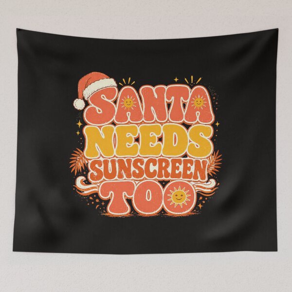 Item preview, Santa Needs Sunscreen Too, Christmas In July Summer Vacation Beach Holiday Festive Humor Tropical Fun  designed and sold by Teeture.