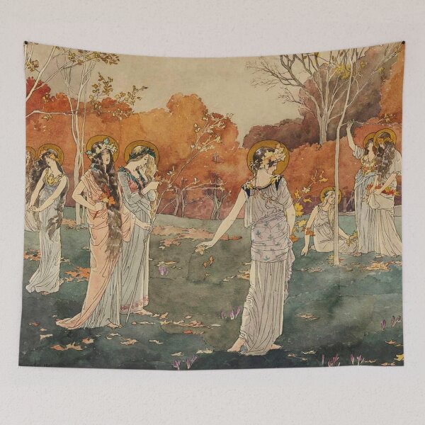 Item preview, A Garden of Maidens by Elisabeth Sonrel - Art Nouveau Autumn Maidens Print for Mythology Art Lovers designed and sold by RickE.