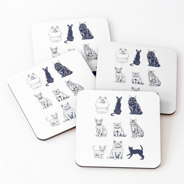 Item preview, Nine different breeds of cats in black and white designed and sold by lucyinspace.