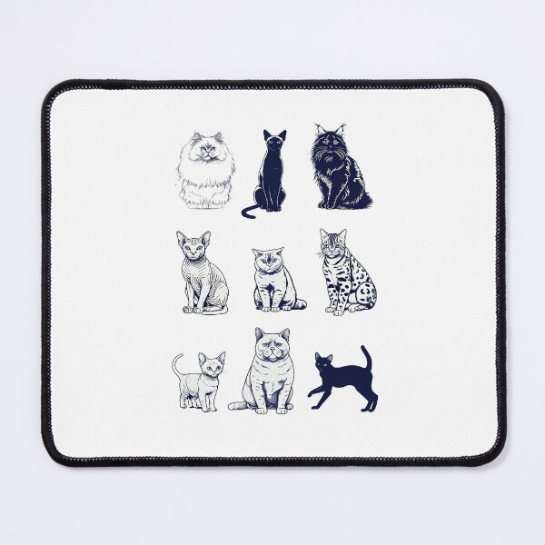 Item preview, Nine different breeds of cats in black and white designed and sold by lucyinspace.