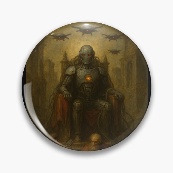 Item preview, Dystopian AI Overlord Robot King Dark Sci Fi Cyberpunk Apocalypse Art Design designed and sold by OrbitOfMind.