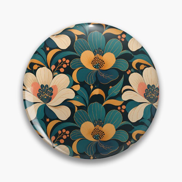 Item preview, Vintage Botanical Floral Pattern — Dark Teal Gold Cream Art Nouveau designed and sold by Aureva Arts Shop.