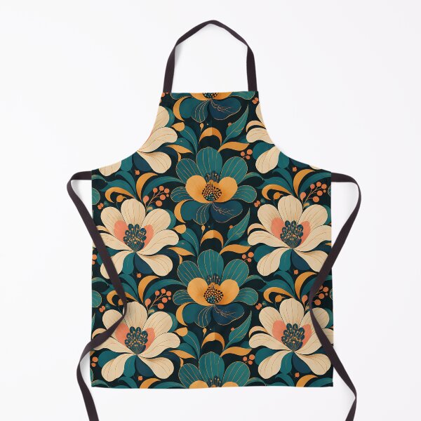 Item preview, Vintage Botanical Floral Pattern — Dark Teal Gold Cream Art Nouveau designed and sold by Aureva Arts Shop.