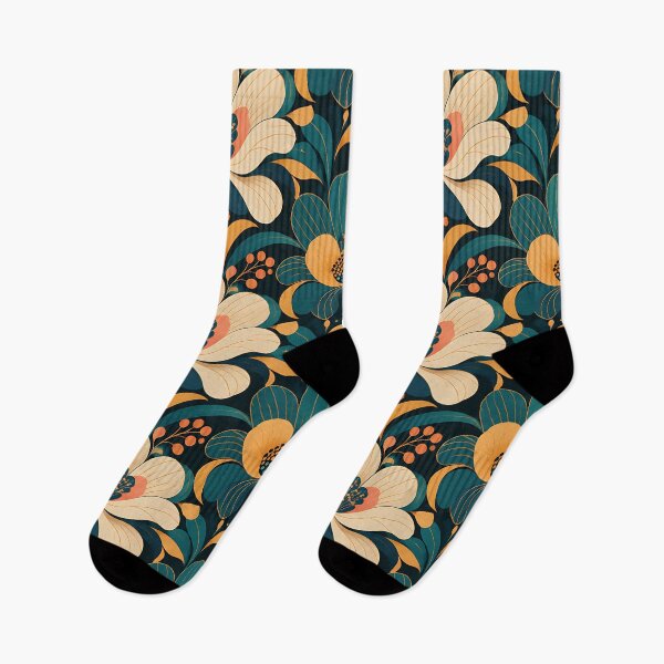 Item preview, Vintage Botanical Floral Pattern — Dark Teal Gold Cream Art Nouveau designed and sold by Aureva Arts Shop.