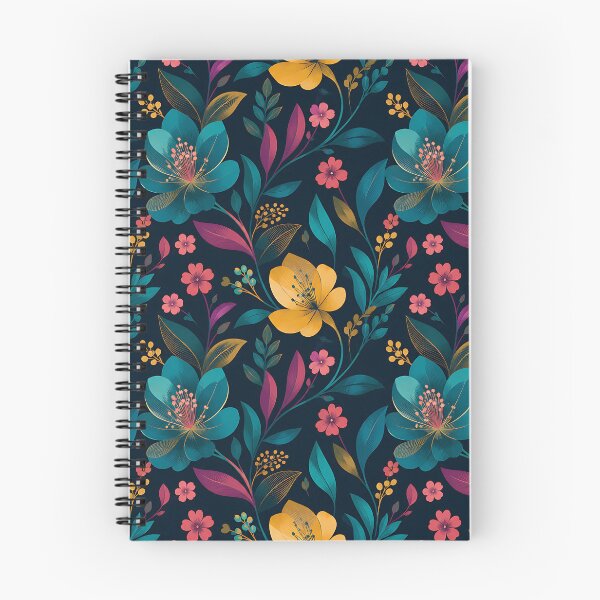 Item preview, Dark Floral Pattern — Teal Blue Pink Yellow Botanical Art designed and sold by Aureva Arts Shop.