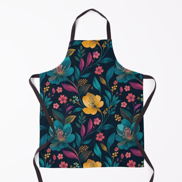 Item preview, Dark Floral Pattern — Teal Blue Pink Yellow Botanical Art designed and sold by Aureva Arts Shop.