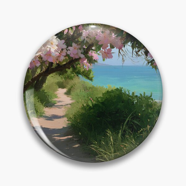 Item preview, Hawaiian Tropical Beach Path with Flowering Tree and Turquoise Ocean v2 designed and sold by daila70.
