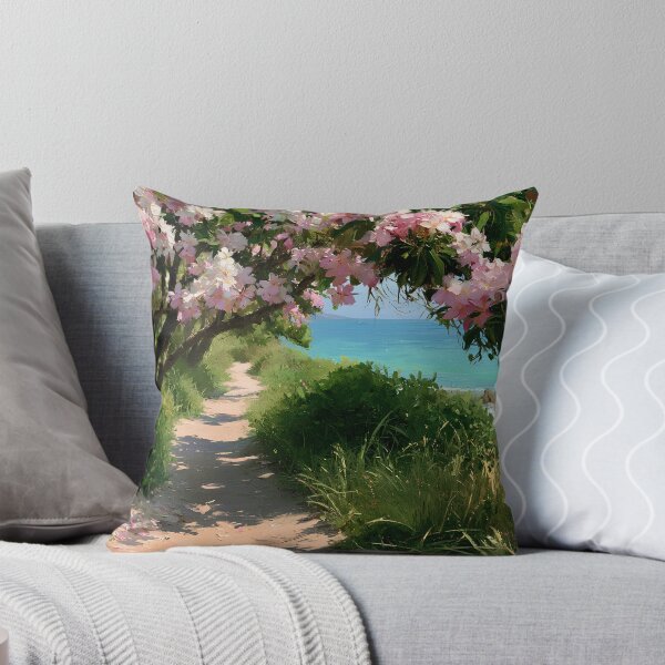 Item preview, Hawaiian Tropical Beach Path with Flowering Tree and Turquoise Ocean v2 designed and sold by daila70.