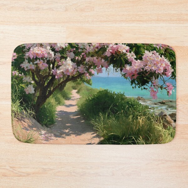 Item preview, Hawaiian Tropical Beach Path with Flowering Tree and Turquoise Ocean v2 designed and sold by daila70.