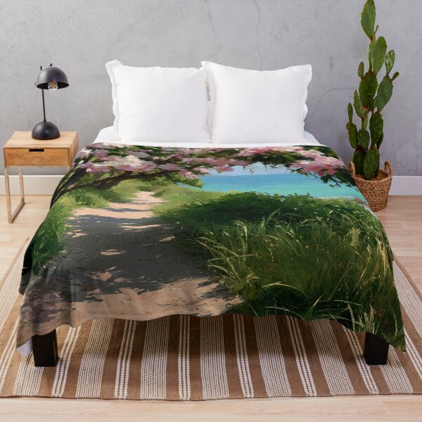 Item preview, Hawaiian Tropical Beach Path with Flowering Tree and Turquoise Ocean v2 designed and sold by daila70.