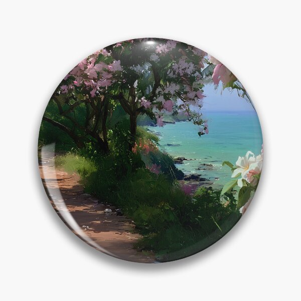 Item preview, Hawaiian Tropical Beach Path with Flowering Tree and Turquoise Ocean designed and sold by daila70.