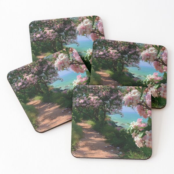 Item preview, Hawaiian Tropical Beach Path with Flowering Tree and Turquoise Ocean designed and sold by daila70.
