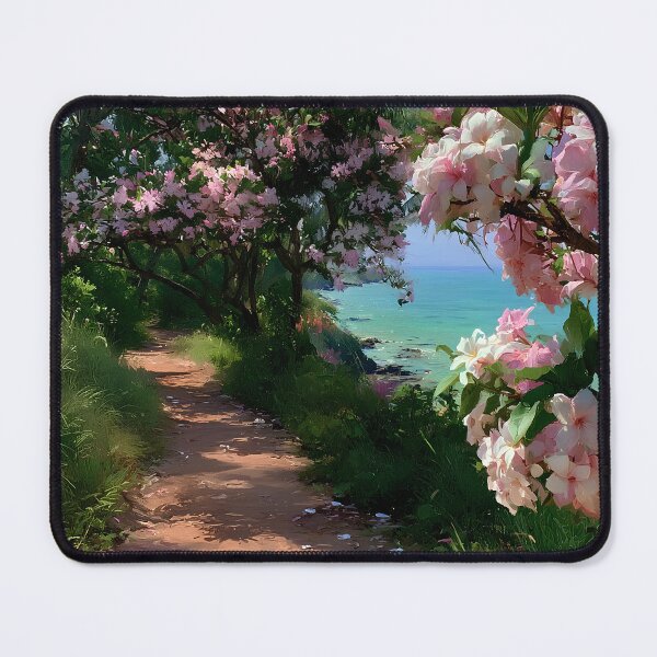 Item preview, Hawaiian Tropical Beach Path with Flowering Tree and Turquoise Ocean designed and sold by daila70.