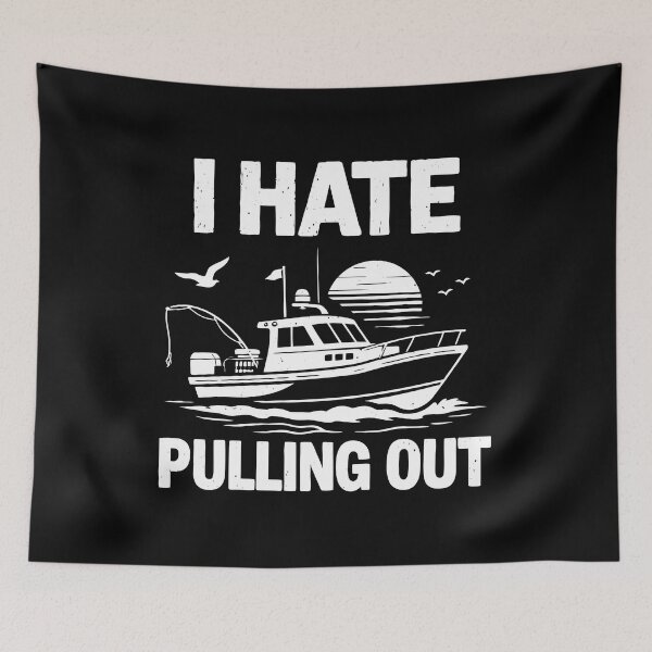 Item preview, I Hate Pulling Out - Vintage Boating Trailer Boat Captain Dad Husband Art designed and sold by BendyBeasts.