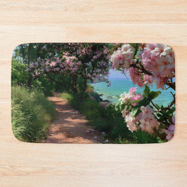 Item preview, Hawaiian Tropical Beach Path with Flowering Tree and Turquoise Ocean designed and sold by daila70.