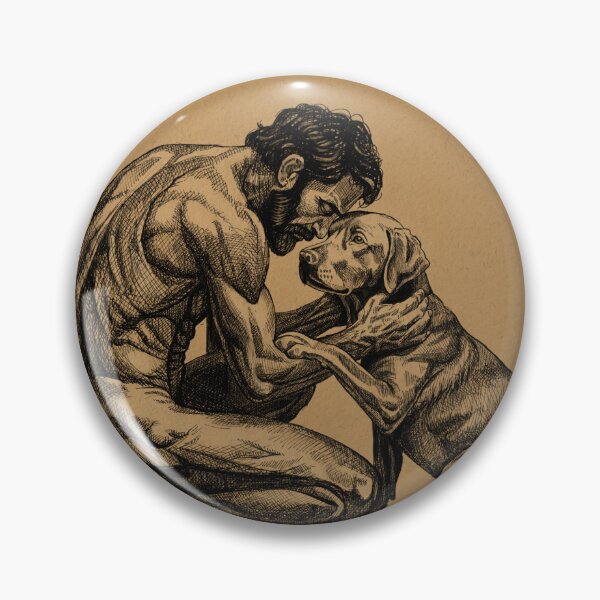 Item preview, Man and Dog Ink Sketch | Minimalist Line Art Print designed and sold by he-art-beats.