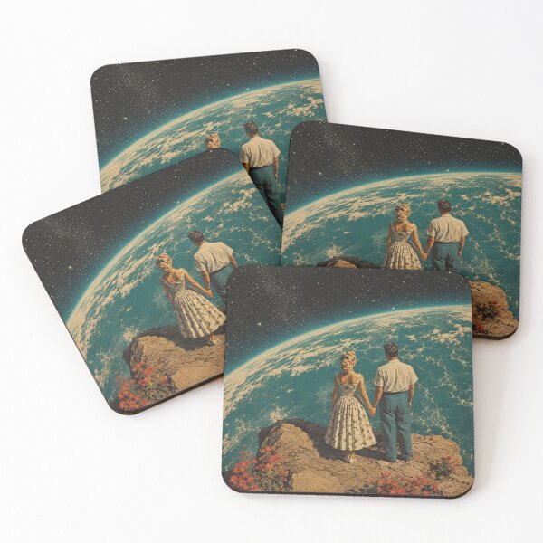 Item preview, Beyond Earth Together | Vintage Retro Sci-Fi Romance Art Print designed and sold by littlestore.