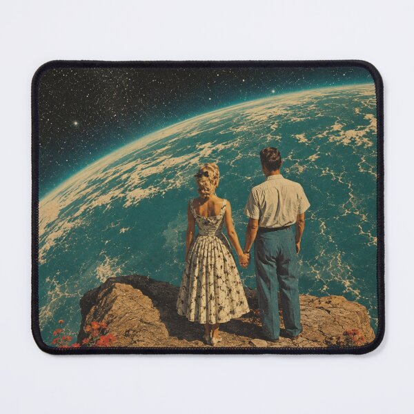 Item preview, Beyond Earth Together | Vintage Retro Sci-Fi Romance Art Print designed and sold by littlestore.