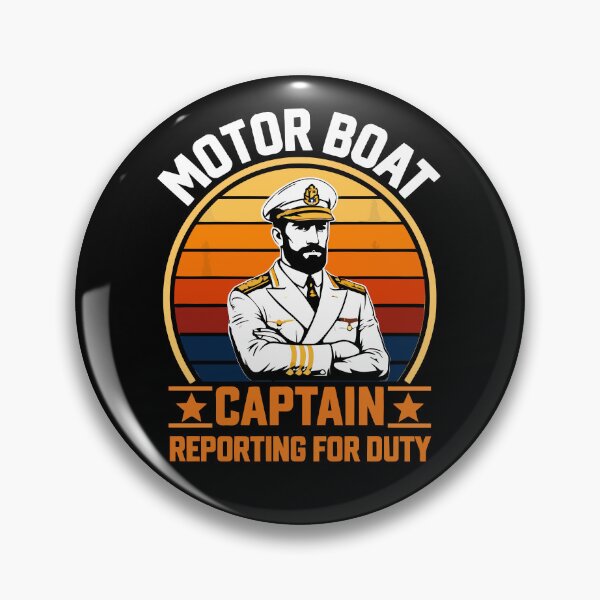 Item preview, Motor Boat Captain Reporting For Duty - Vintage Dad Grandpa Husband Art designed and sold by BendyBeasts.